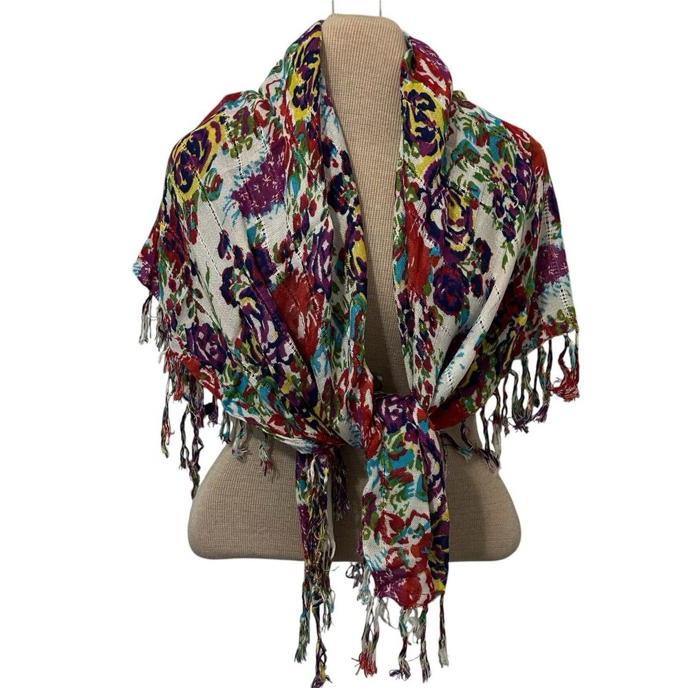 Pins & Needles Anthropologie scarf Floral Boho Wrap Beach Feminine 44”x44”